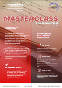 MASTERCLASS - POLE FRANCE DE MARSEILLE - DU 18 au 20 NOVEMBRE 2022