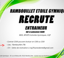 OFFRE D'EMPLOI : ENTRAINEUR GAF et Polyvalent (GAM) - RAMBOUILLET - REG